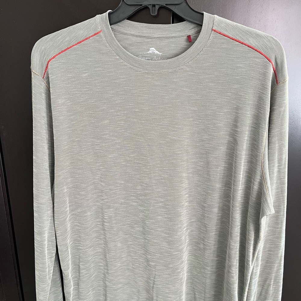 Tommy Bahama Olive Long Sleeve Shirt with Red Accents